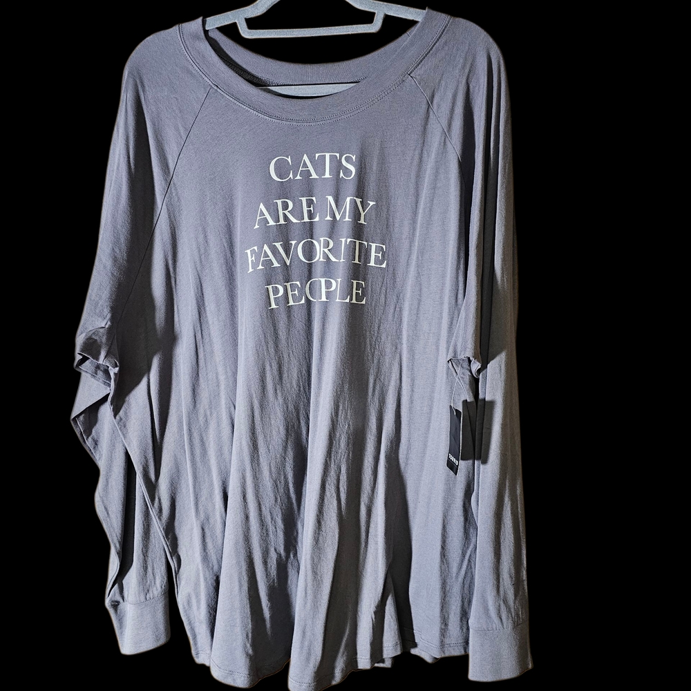 NWT Torrid Blue Cat Lover Long Sleeve Tee